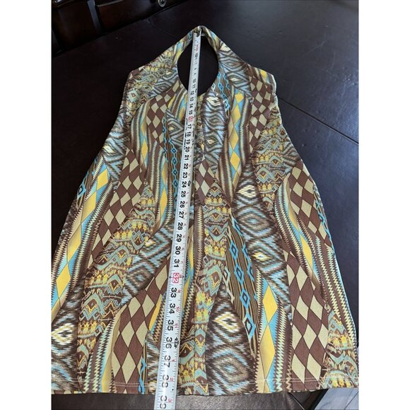 Oh My Bod Halter Dress One Size Multicolor Geometric Pattern - Picture 6 of 6